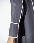 Gray Ripple Abaya with Ivory Detailing RTW