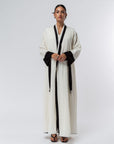 Structured Abaya in Ivory with Black Details  RTW