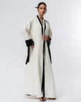 Structured Abaya in Ivory with Black Details  RTW