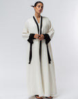 Structured Abaya in Ivory with Black Details  RTW