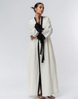 Structured Abaya in Ivory with Black Details  RTW