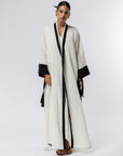 Structured Abaya in Ivory with Black Details  RTW