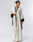 Structured Abaya in Ivory with Black Details  RTW