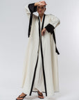 Structured Abaya in Ivory with Black Details  RTW