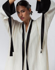 Structured Abaya in Ivory with Black Details  RTW