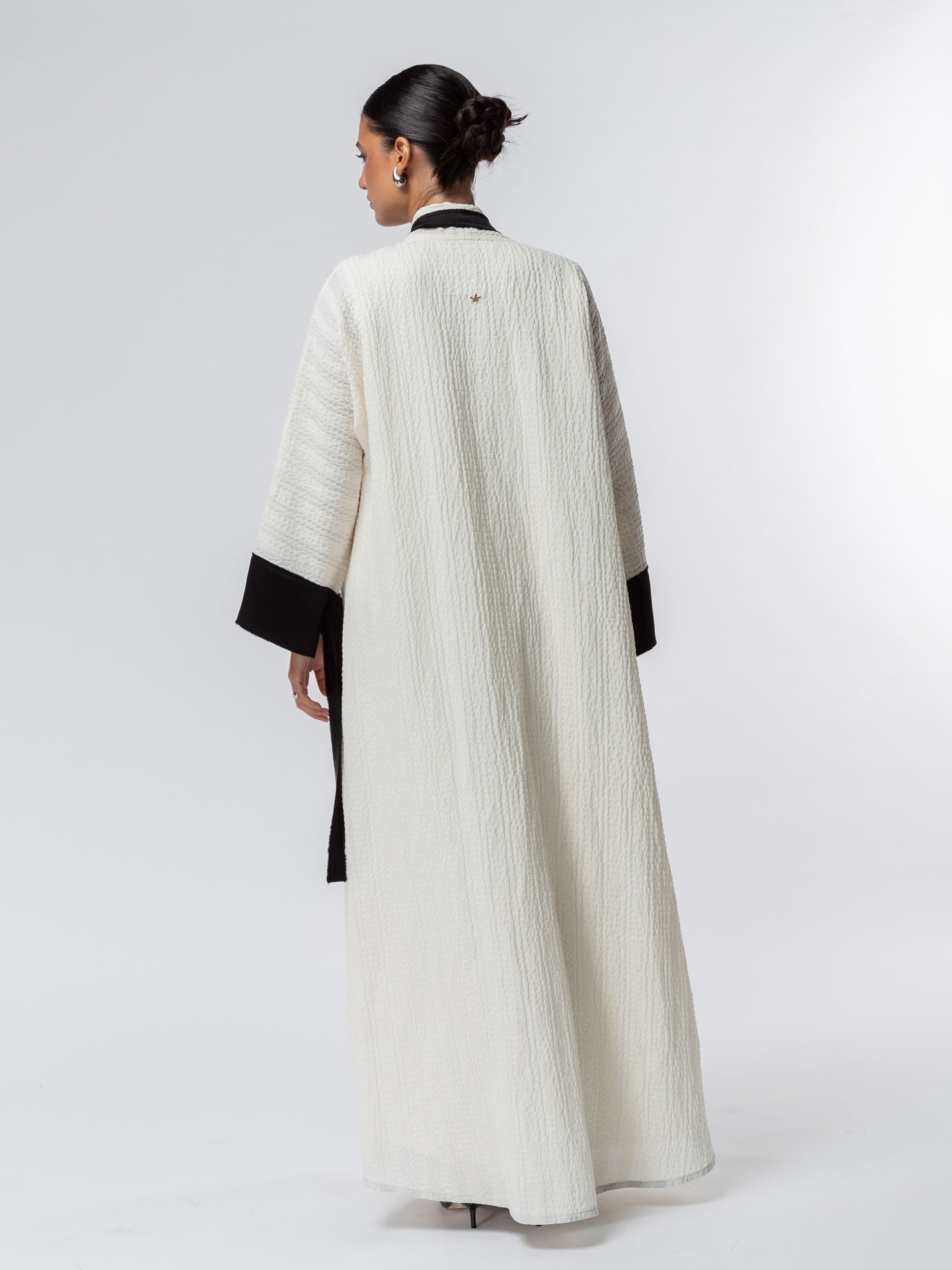 Structured Abaya in Ivory with Black Details  RTW