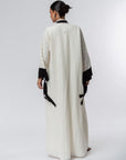 Structured Abaya in Ivory with Black Details  RTW