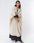 Butterfly Abaya in Beige with Black Satin