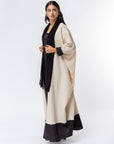 Butterfly Abaya in Beige with Black Satin