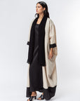 Butterfly Abaya in Beige with Black Satin