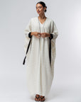 Butterfly Abaya in Ivory with Black Details