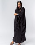 Butterfly Abaya Black Ribbed