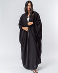 Butterfly Abaya Black Ribbed