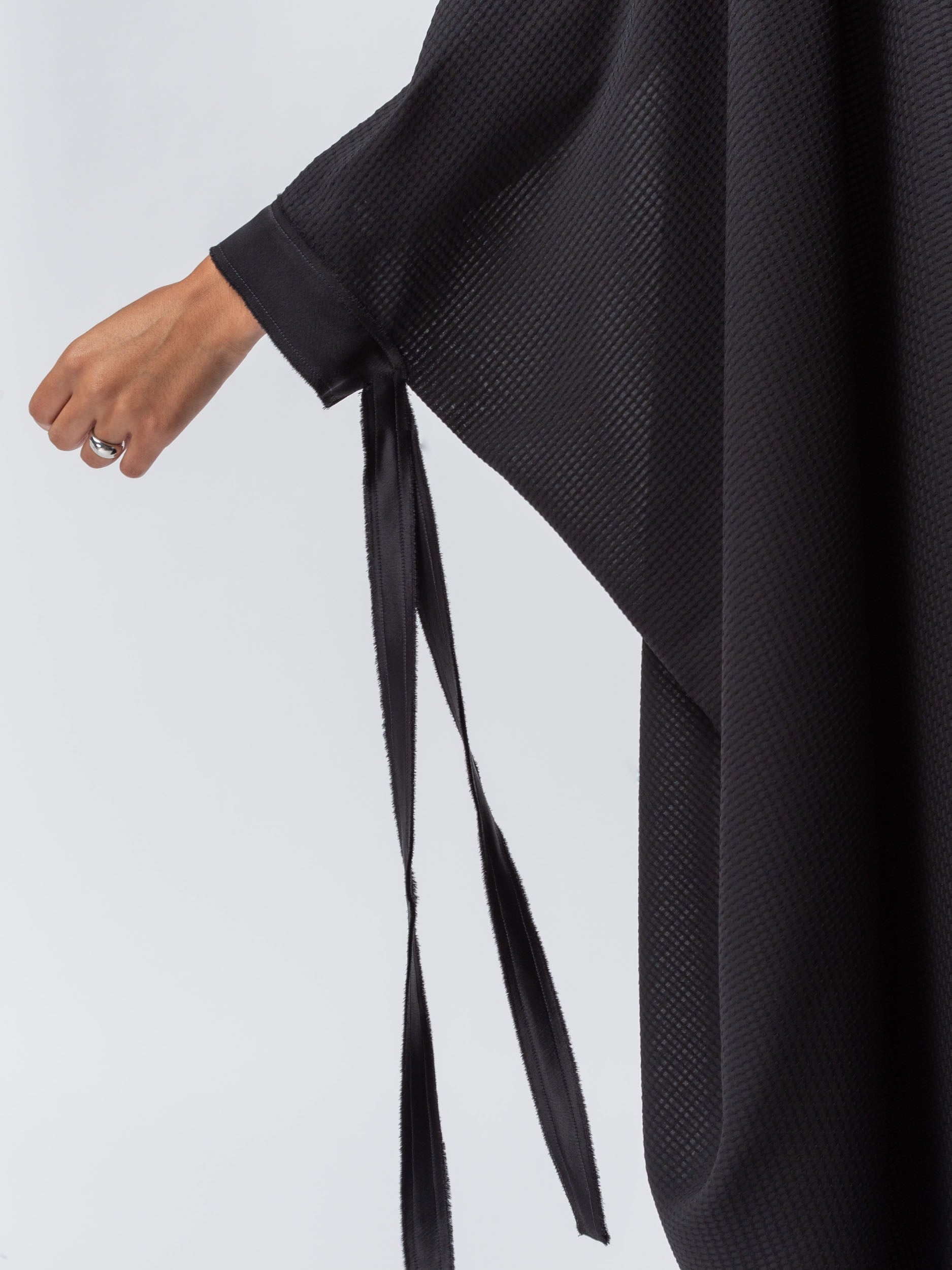 Butterfly Abaya Black Ribbed