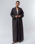 Structured Jacquard Abaya in Dark Gray