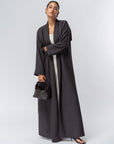 Structured Jacquard Abaya in Dark Gray