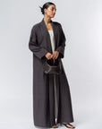 Structured Jacquard Abaya in Dark Gray