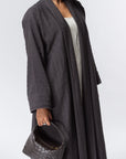 Structured Jacquard Abaya in Dark Gray RTW