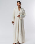 Structured Abaya in Off White Linen