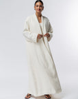 Structured Abaya in Off White Linen