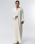 Structured Abaya in Off White Linen