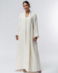 Structured Abaya in Off White Linen