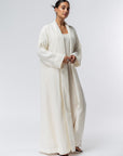 Structured Abaya in Off White Linen