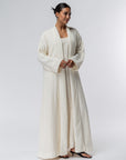 Structured Abaya in Off White Linen