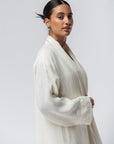 Structured Abaya in Off White Linen