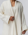 Structured Abaya in Off White Linen