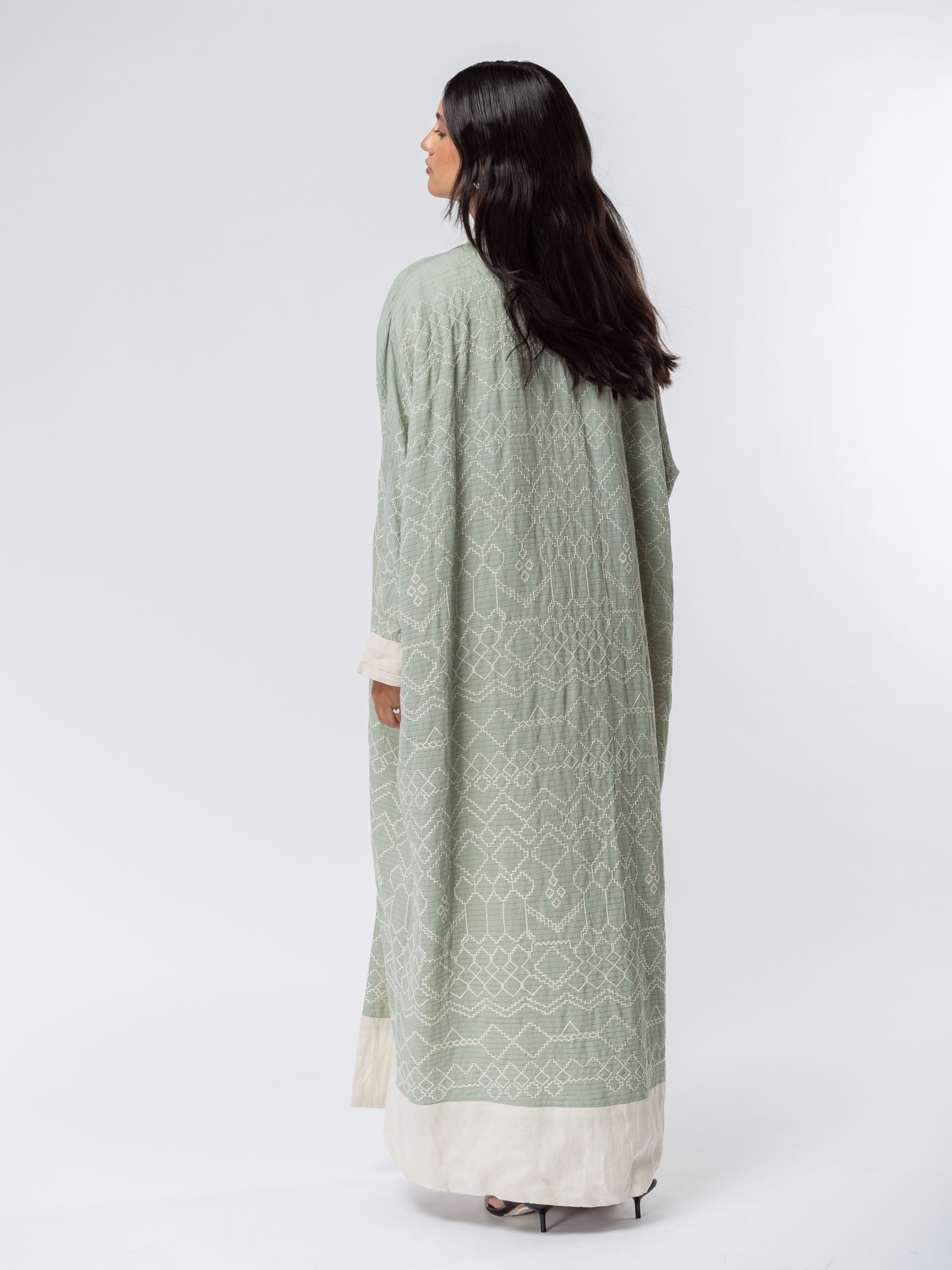 Pattern Abaya in Mint Green RTW