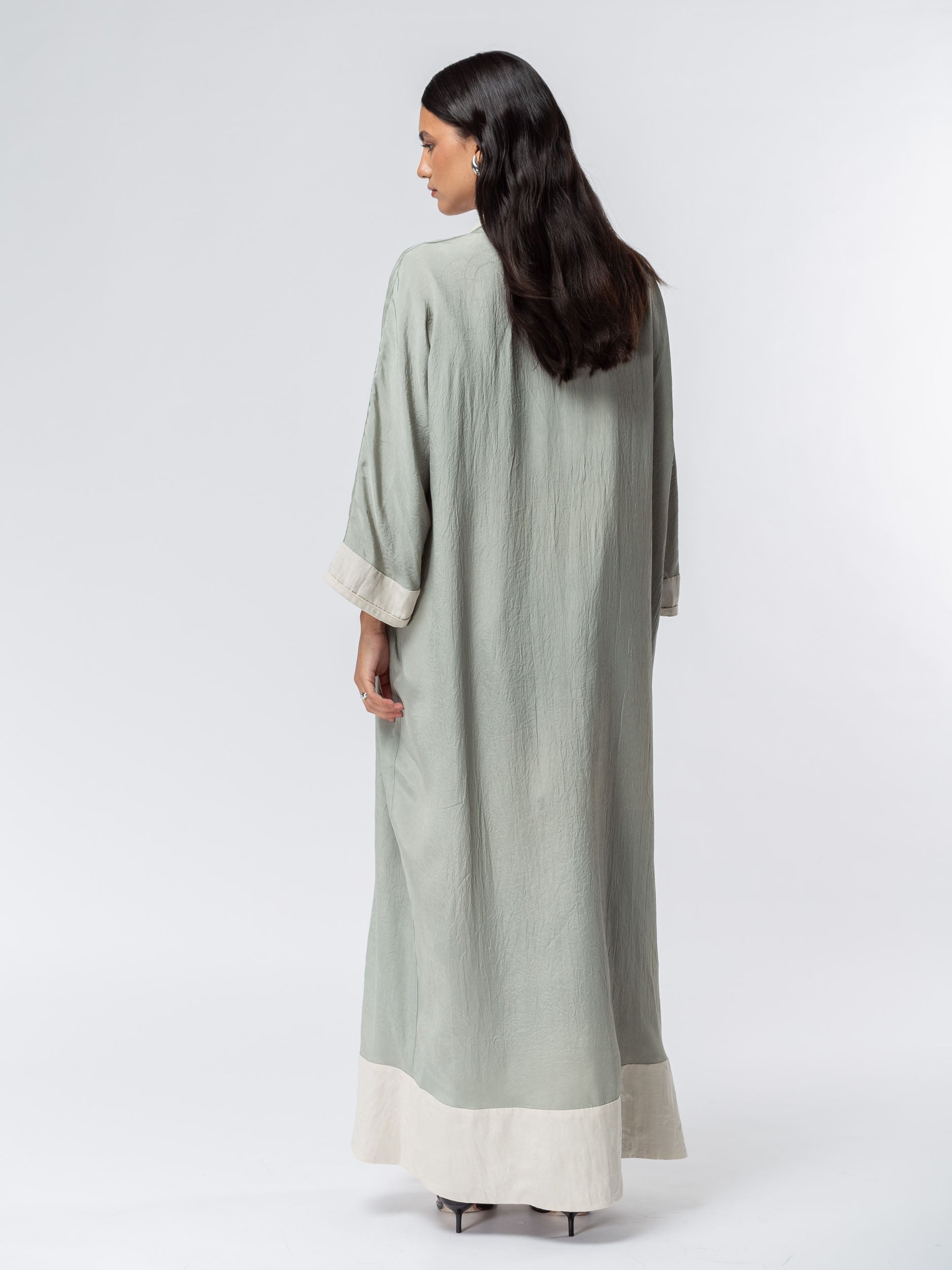 Crushed Abaya in Mint Green