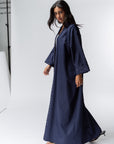 Navy Blue Abaya with Silver Studs