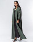 Olive Green Abaya with Silver Studs