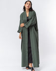 Olive Green Abaya with Silver Studs