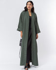 Olive Green Abaya with Silver Studs