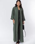 Olive Green Abaya with Silver Studs