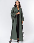 Olive Green Abaya with Silver Studs