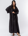 Black on Black Metallic Studs Abaya