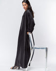 Black Metallic Abaya with Silver Studs