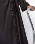 Black Metallic Abaya with Silver Studs