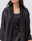 Black Metallic Abaya with Silver Studs