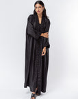 Black Metallic Abaya with Silver Studs