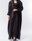 Black Metallic Abaya with Silver Studs