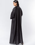 Black Metallic Abaya with Silver Studs