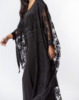 Flower Flow Abaya in Black RTW