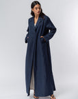 Trench Abaya in Navy Blue Linen