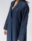 Trench Abaya in Navy Blue Linen