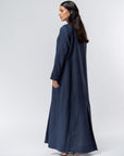 Trench Abaya in Navy Blue Linen