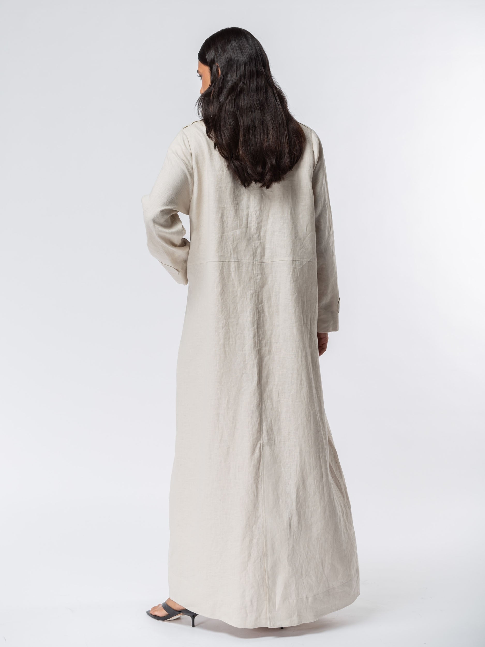 Trench Abaya in Beige Linen